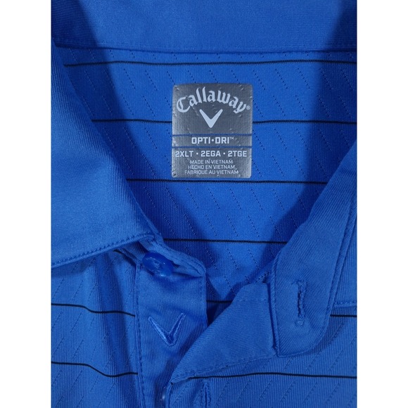 Callaway Opti-Dri Polo Shirt Men's 2XLT Blue Striped Golf Short Sleeve - Picture 3 of 7